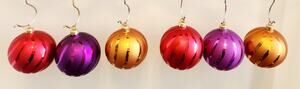 Christopher Radko Set of 6 Hand Blown Glass Christmas Ball Ornaments3.5" Striped